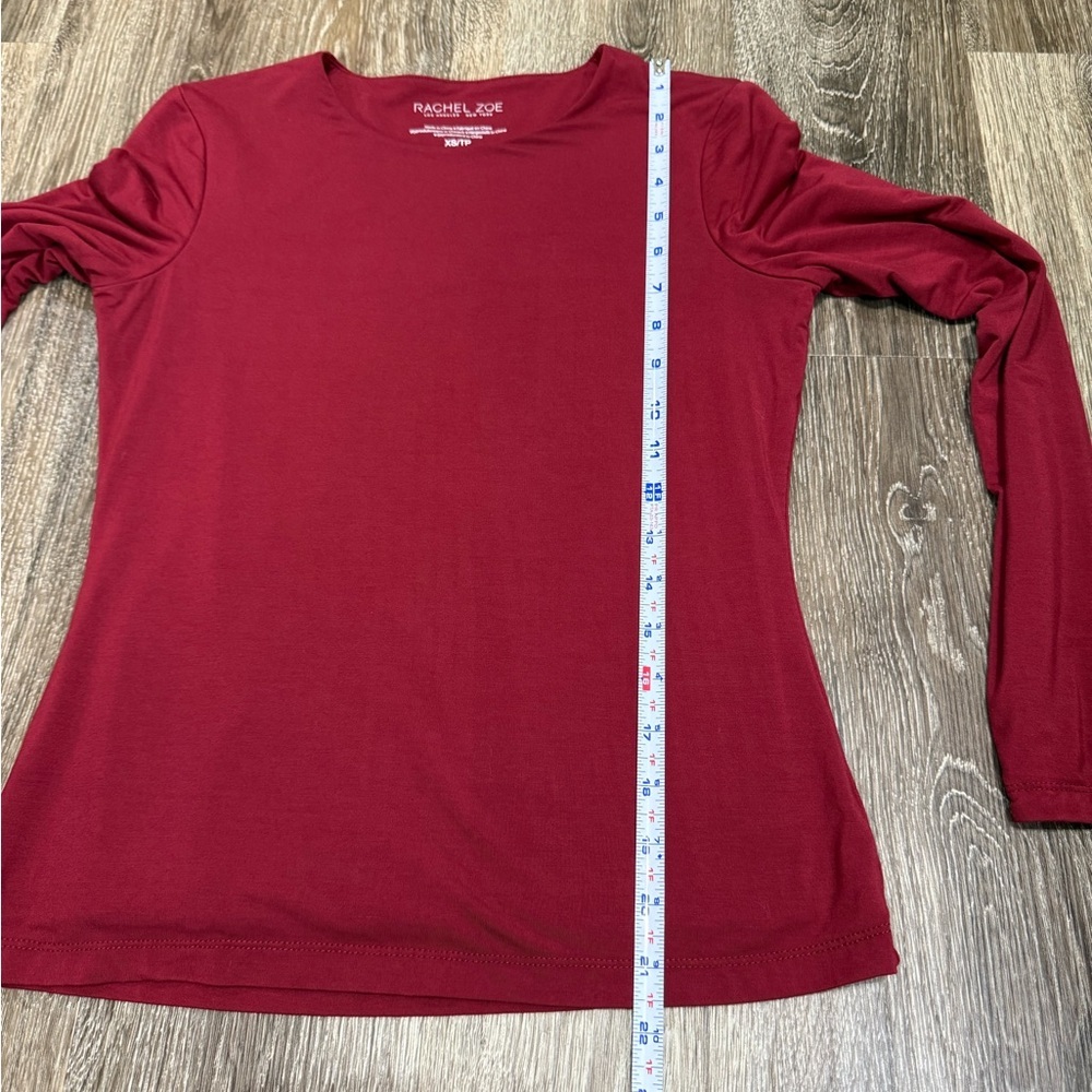 Rachel Zoe‎ Burgundy L/S Blouse Sz:XS Normcore Bodycon - Picture 3 of 5